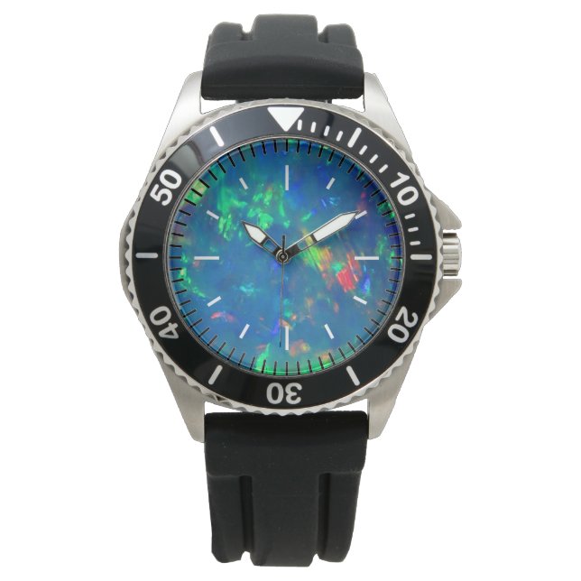 Jupiter Zee Blauw Vuur Opal Dial Horloge (Voorkant)