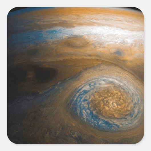 Jupiter's Great Red Spot van Junocam (2017) Vierkante Sticker (Voorkant)