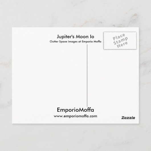 Jupiter's maan Io Briefkaart (Achterkant)