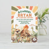  Jura Jongen Dinosaurus Vulkaan Verjaardag Kaart (Staand voorkant)