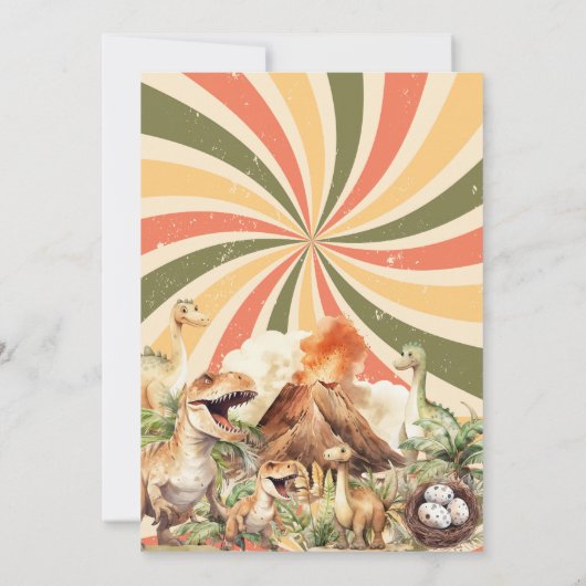  Jura Jongen Dinosaurus Vulkaan Verjaardag Kaart (Achterkant)