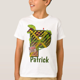Jurassic Alphabet | Eigen naam Initiaal Letter | P T-shirt