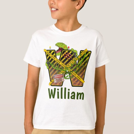 Jurassic Alphabet | Eigen naam Initiaal Letter | W T-shirt (Voorkant)
