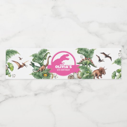 Jurassic Birthday Waterfles Etiket (Enkel label)