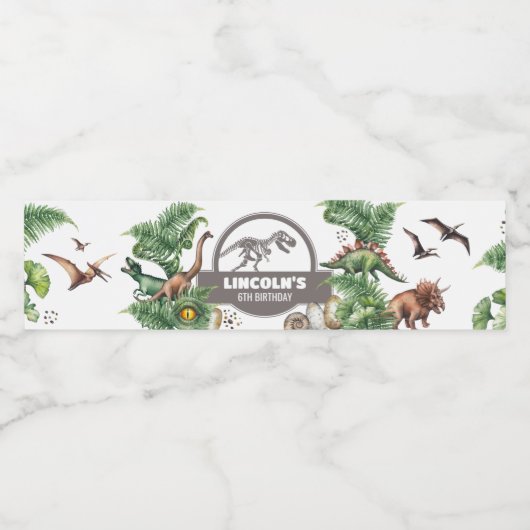 Jurassic Birthday Waterfles Etiket (Enkel label)