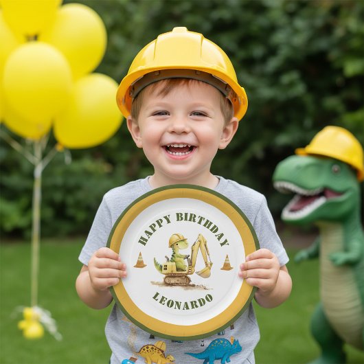 Jurassic Bouwzone Jongens Verjaardag Papieren Bordje