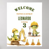 Jurassic Bouwzone Jongens Verjaardags Welkom Poster (Voorkant)