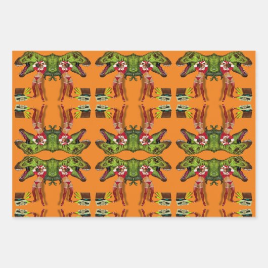 Jurassic Christmas Pin-Up Inpakpapier Vel (Voorkant 2)