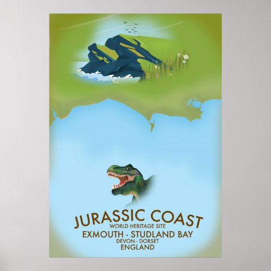 Jurassic Coast Engeland Zuidkust Reisposter Poster (Voorkant)
