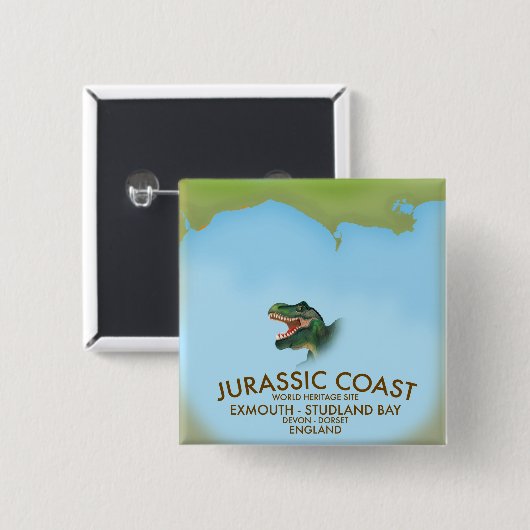 Jurassic Coast Engeland Zuidkust Reisposter Vierkante Button 5,1 Cm (Voorkant /achterkant)