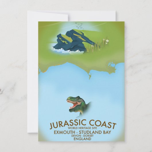 Jurassic Coast England South Coast Travel poster Kaart (Achterkant)