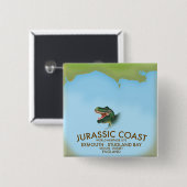 Jurassic Coast England South Coast Travel poster Vierkante Button 5,1 Cm (Voorkant /achterkant)