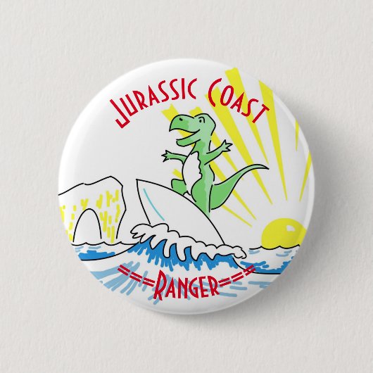 Jurassic Coast Surfen Dinosaur Ranger Ronde Button 5,7 Cm (Voorkant)