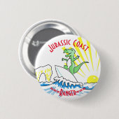 Jurassic Coast Surfen Dinosaur Ranger Ronde Button 5,7 Cm (Voorkant /achterkant)