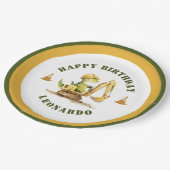 Jurassic Construction Zone Boy Birthday Papieren Bordje (Gekanteld)