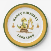 Jurassic Construction Zone Boy Birthday Papieren Bordje (Voorkant)