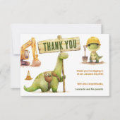 Jurassic Construction Zone Boy Birthday Party Bedankkaart (Voorkant)