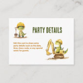 Jurassic Construction Zone Boy Birthday Party Informatiekaartje (Voorkant)