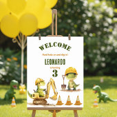 Jurassic Construction Zone Boy Birthday Welcome Poster