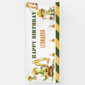 Jurassic Construction Zone Boy Happy Birthday Spandoek (Verticaal)