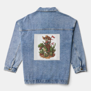 Jurassic Cowboy Schedel � Grappige Dino Rodeo Denim Jacket