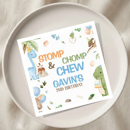 Jurassic Cute Dinosaur Birthday Party Paper Napkin Servet