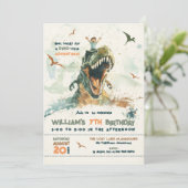 Jurassic Dino Ride Verjaardagsfeest Kaart (Staand voorkant)