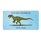 Jurassic Dinosaur Allosaurus Bookplaat Etiket (Voorkant)