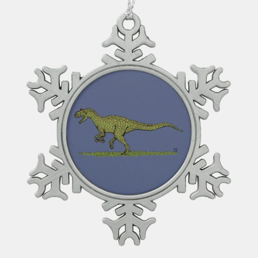 Jurassic Dinosaur Allosaurus Tin Sneeuwvlok Ornament (Voorkant)