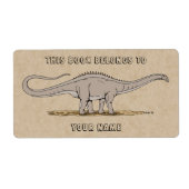 Jurassic Dinosaur Apatosaurus Bookplaat Etiket (Voorkant)