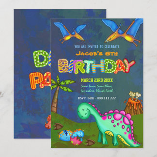 Jurassic Dinosaur Birthday Party Kinder viering Kaart
