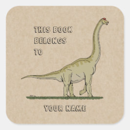 Jurassic Dinosaur Brachiosaurus Boekplaat Vierkante Sticker