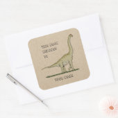 Jurassic Dinosaur Brachiosaurus Boekplaat Vierkante Sticker (Envelop)