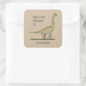 Jurassic Dinosaur Brachiosaurus Boekplaat Vierkante Sticker (Tas)