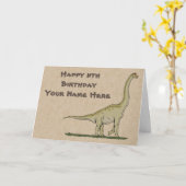 Jurassic Dinosaur Brachiosaurus Verjaardag Kaart (Gele Bloem)