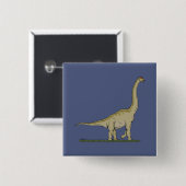 Jurassic Dinosaur Brachiosaurus Vierkante Button 5,1 Cm (Voorkant /achterkant)