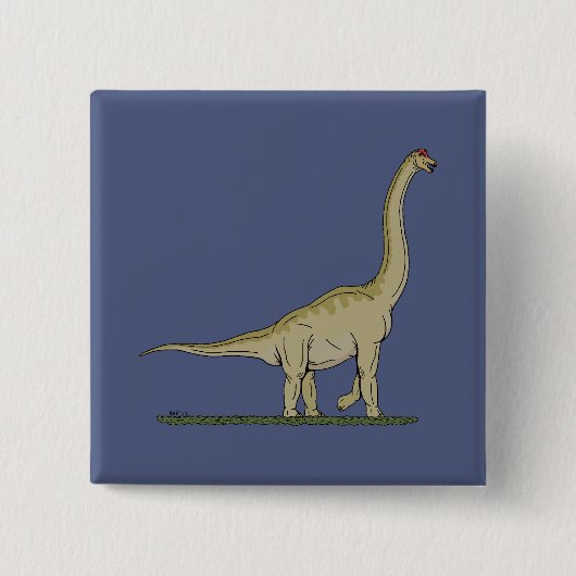 Jurassic Dinosaur Brachiosaurus Vierkante Button 5,1 Cm (Voorkant)