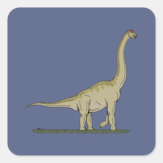 Jurassic Dinosaur Brachiosaurus Vierkante Sticker (Voorkant)