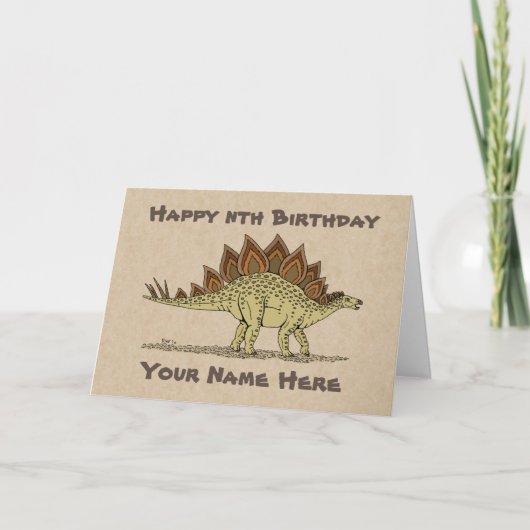Jurassic Dinosaur Stegosaurus Birthday Card Kaart (Voorkant)