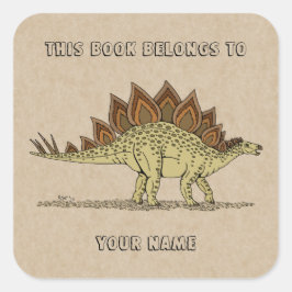 Jurassic Dinosaur Stegosaurus Bookplaat Vierkante Sticker