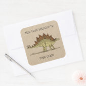 Jurassic Dinosaur Stegosaurus Bookplaat Vierkante Sticker (Envelop)