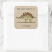 Jurassic Dinosaur Stegosaurus Bookplaat Vierkante Sticker (Tas)