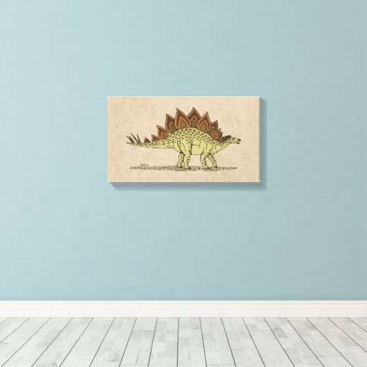 Jurassic Dinosaur Stegosaurus Canvas Print (Insitu (Houten vloer))