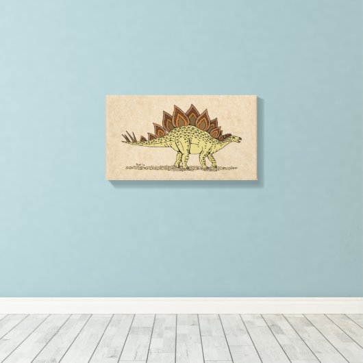 Jurassic Dinosaur Stegosaurus Canvas Print (Insitu (Houten vloer))