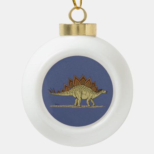 Jurassic Dinosaur Stegosaurus Keramische Bal Ornament (Voorkant)