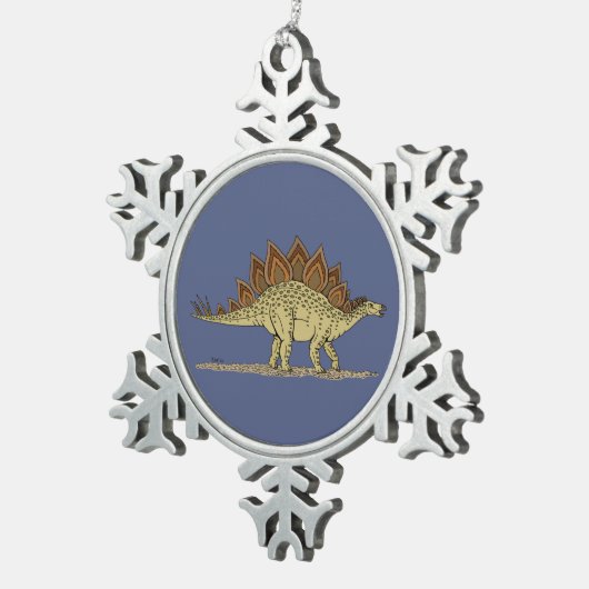 Jurassic Dinosaur Stegosaurus Tin Sneeuwvlok Ornament (Rechts)