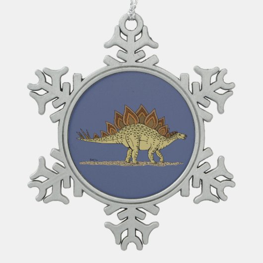 Jurassic Dinosaur Stegosaurus Tin Sneeuwvlok Ornament (Voorkant)