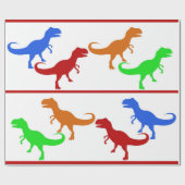Jurassic Dinosaur T-Rex Silhouettes Cadeaupapier (Vlak)