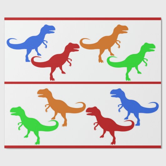 Jurassic Dinosaur T-Rex Silhouettes Cadeaupapier (Vlak)