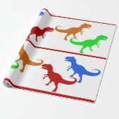 Jurassic Dinosaur T-Rex Silhouettes Cadeaupapier (Uitgerold)